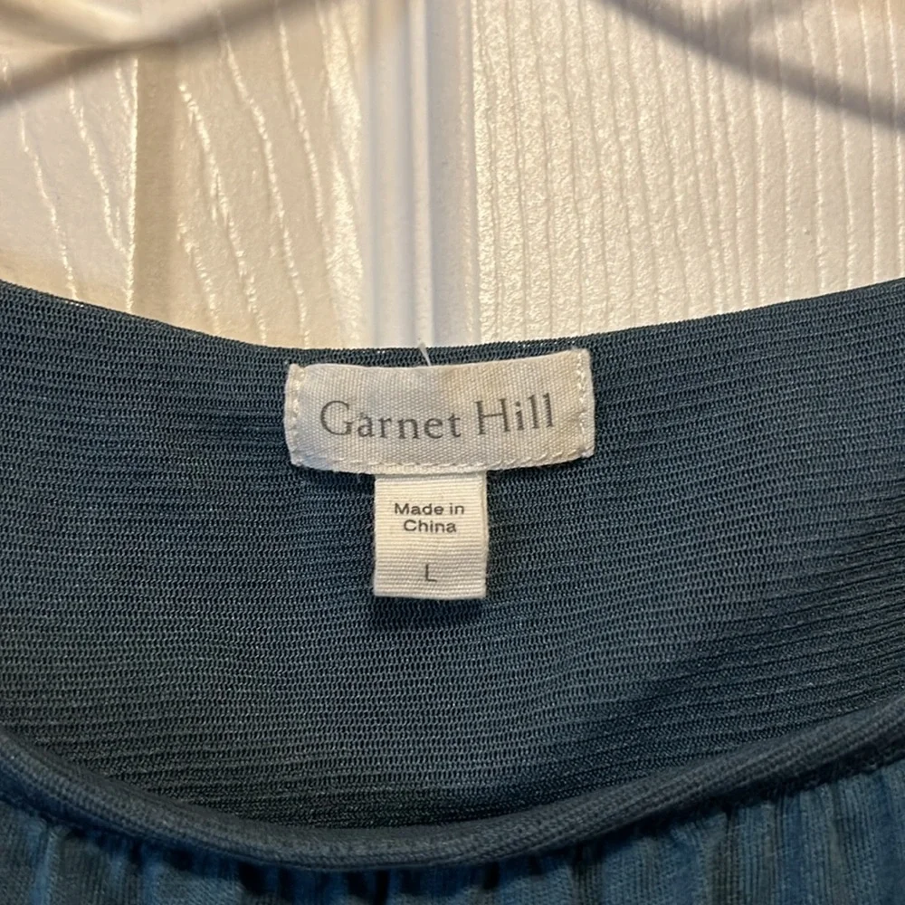 Garnet Hill Blouson Boatneck Dress Midnight Sky - Deep Teal Blue- Size Large - Picture 7 of 8
